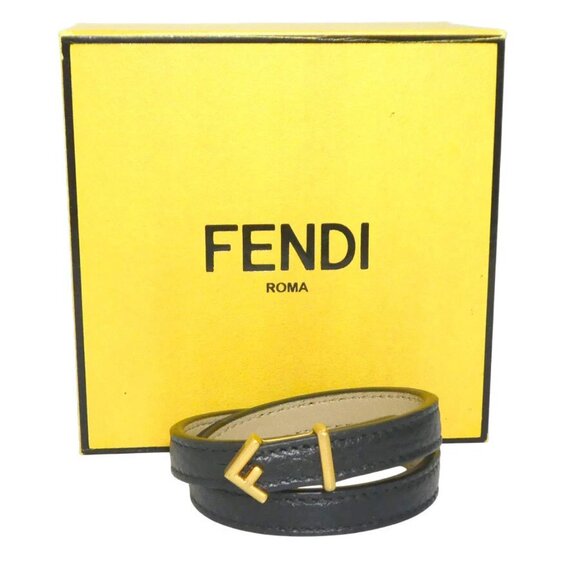 FENDI Bracelet Black/Gold Leather/Metal - r10573g - Picture 8 of 10